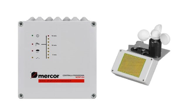 Centrala pogodowa mcr P054 MERCOR + czujnik wiatr-deszcz WM1-RS1